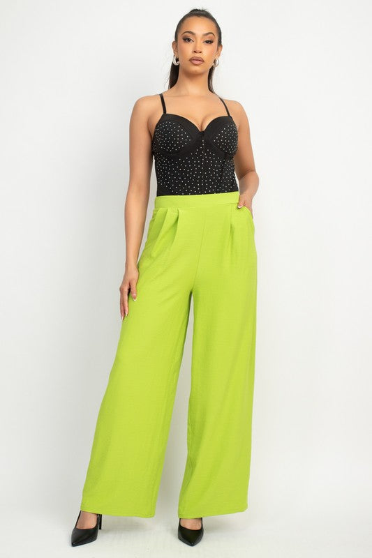 PLEATED HIGH-RISE WIDE PANTS