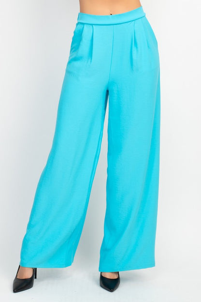 PLEATED HIGH-RISE WIDE PANTS