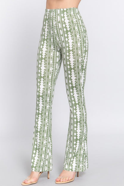 PRINT DTY BRUSHED KNIT FLARE PANTS