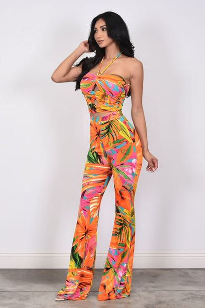 TROPICAL PRINTED 2PC PANTS SET