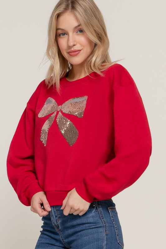 SEQUIN DETAIL INNER FLEECE SWEATSHIRT