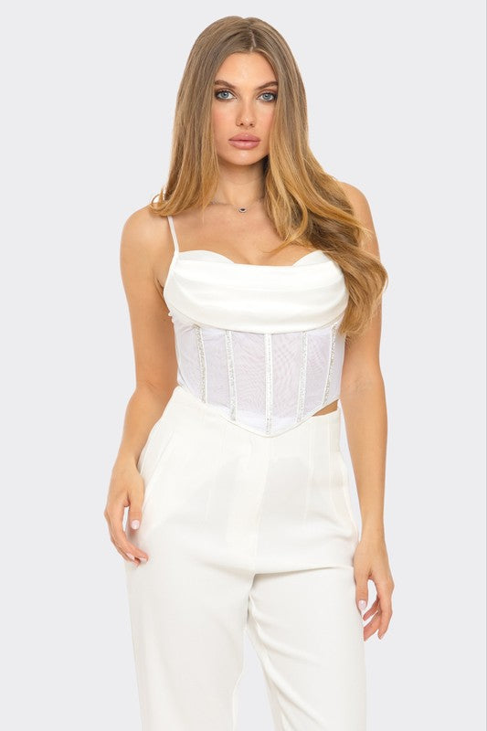 RHINESTONE BONING CORSET TOP