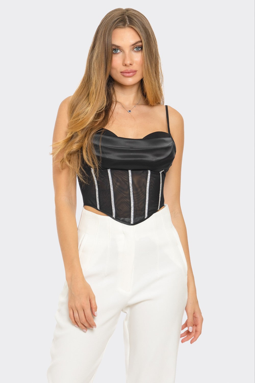 RHINESTONE BONING CORSET TOP