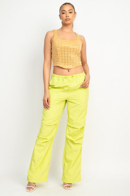 SQUINED SLEEVLES CROP TOP