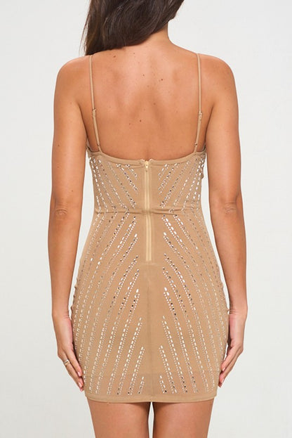 BEJEWELED BODYCON MINI DRESS