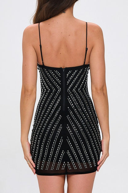 BEJEWELED BODYCON MINI DRESS