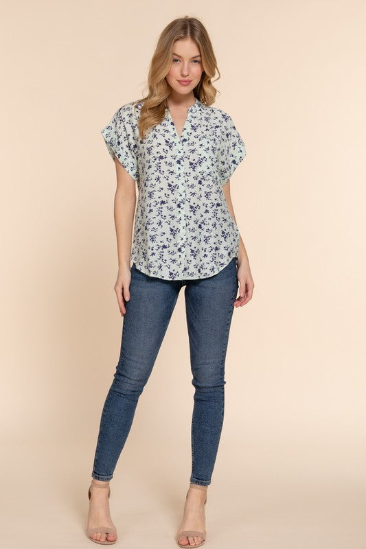 DOLMAN SLV PRINT WOVEN TOP