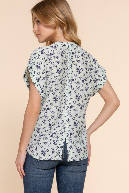 DOLMAN SLV PRINT WOVEN TOP