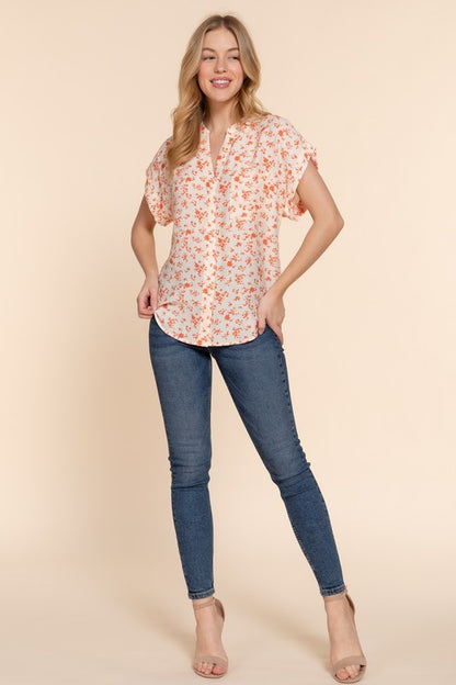 DOLMAN SLV PRINT WOVEN TOP