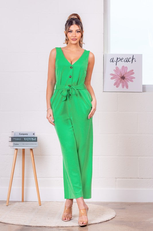 SOLID SLEEVLESS JUMPSUIT