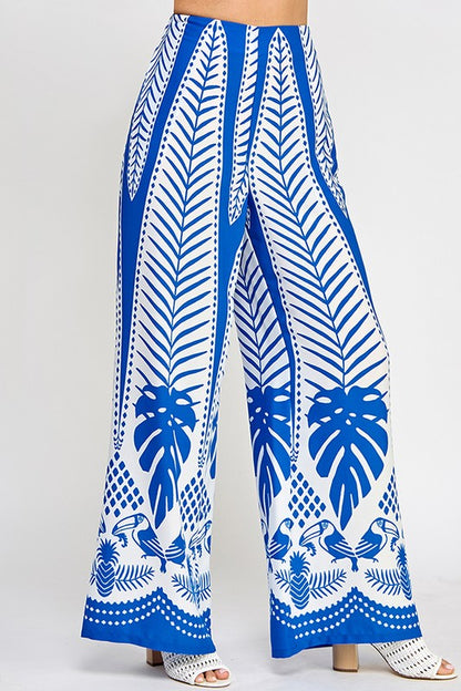 PRINTED WIDE LEG PANTS