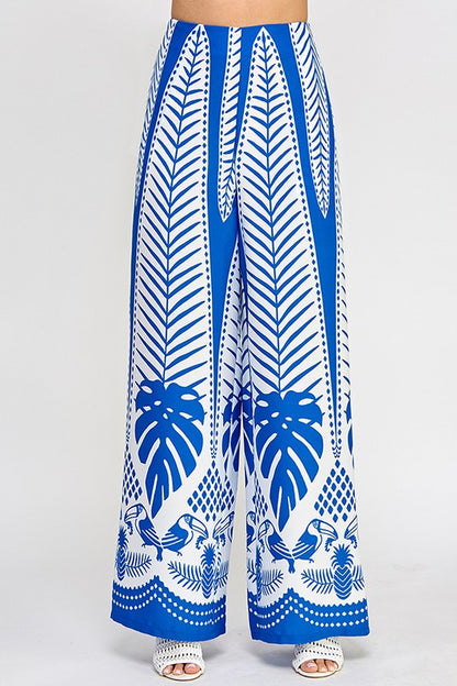 PRINTED WIDE LEG PANTS