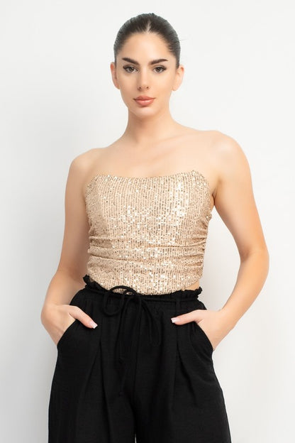 SHIRRED SQUIN TUBE TOP