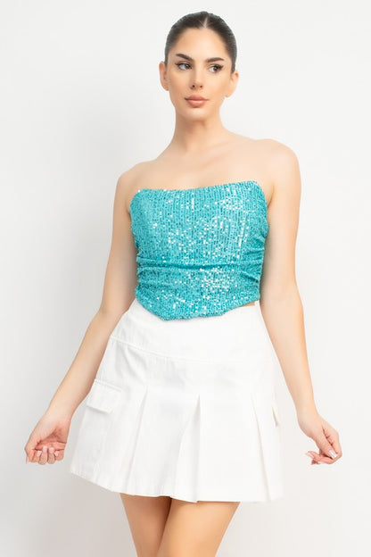 SHIRRED SQUIN TUBE TOP