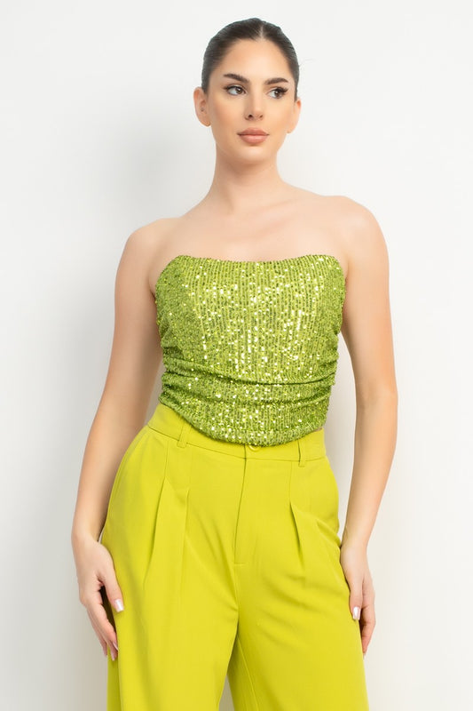 SHIRRED SQUIN TUBE TOP