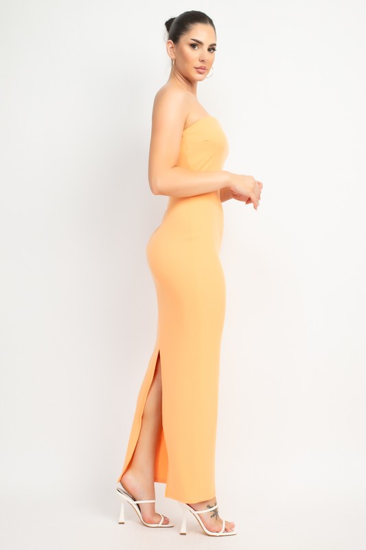 TUBE BODYCON SLIT MAXI DRESS