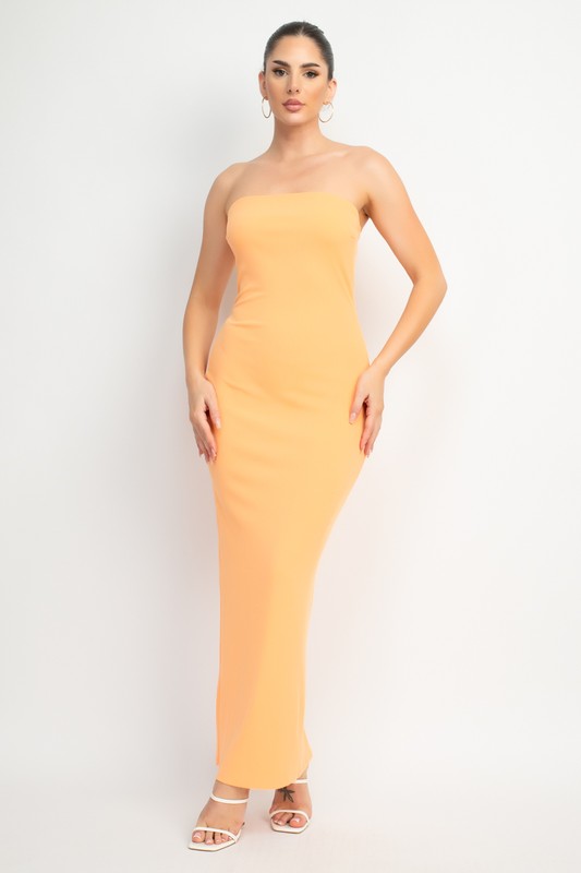 TUBE BODYCON SLIT MAXI DRESS