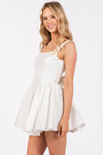 Back Ribbon A Line Mini Dress