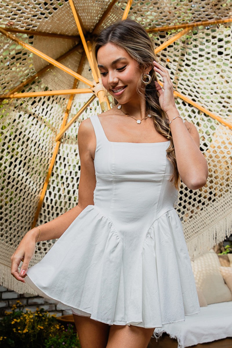 Back Ribbon A Line Mini Dress