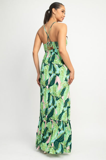 TROPICAL CROSS BACK MAXI DRESS