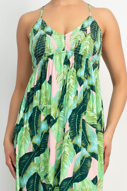 TROPICAL CROSS BACK MAXI DRESS