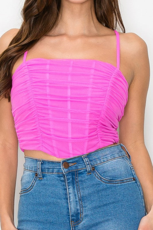 MESH SEAMED CORSET CROP TOP