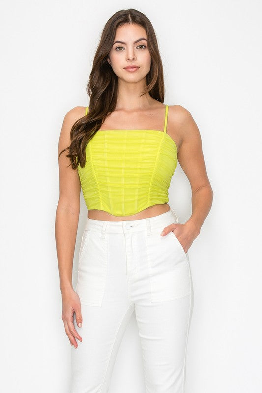 MESH SEAMED CORSET CROP TOP