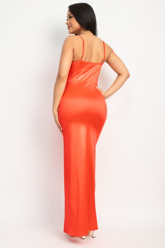 SWEETHEART SLIT BODYCON MAXI DRESS