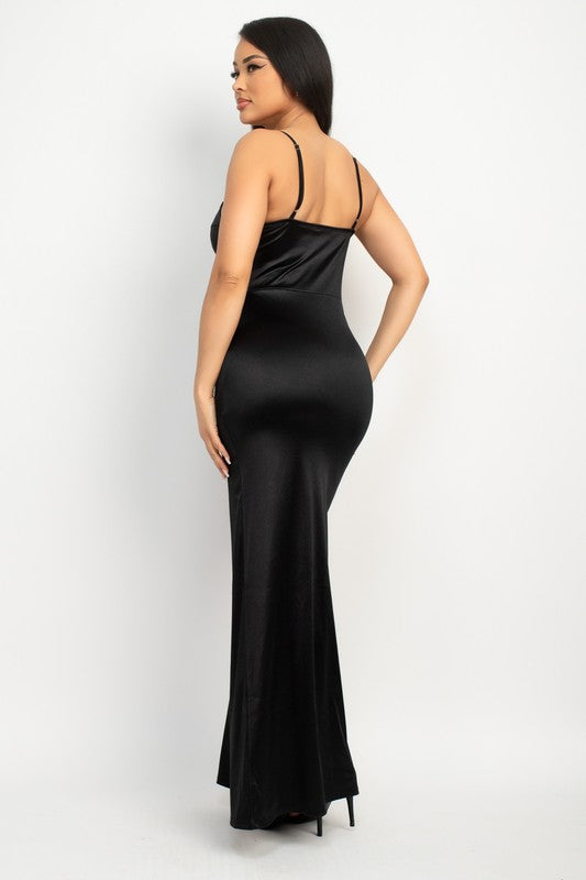 SWEETHEART SLIT BODYCON MAXI DRESS