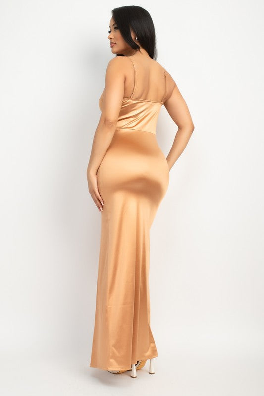 SWEETHEART SLIT BODYCON MAXI DRESS