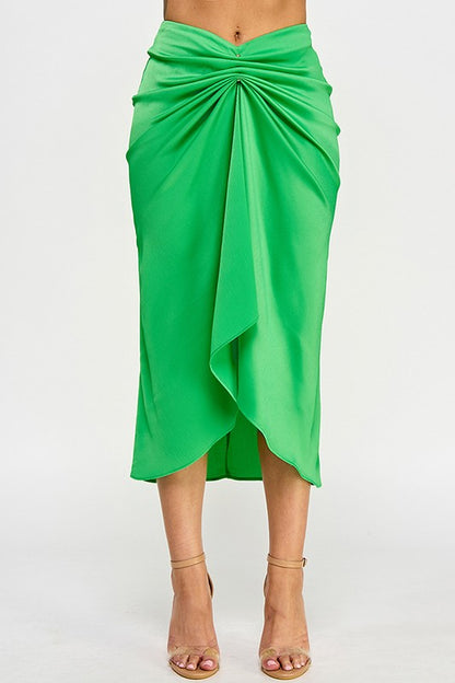 FRONT RUCHED SKIRT WITH TRIM