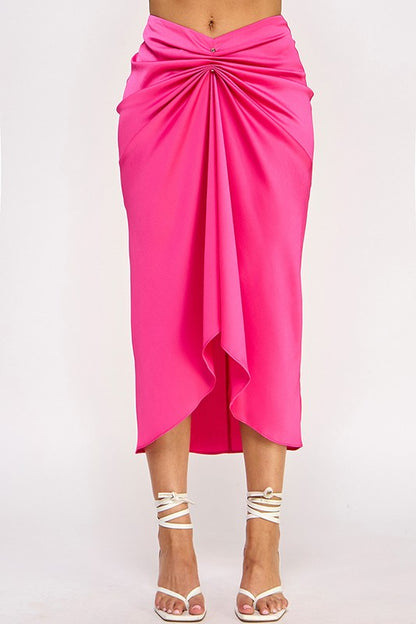 FRONT RUCHED SKIRT WITH TRIM