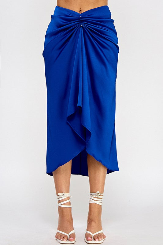 FRONT RUCHED SKIRT WITH TRIM