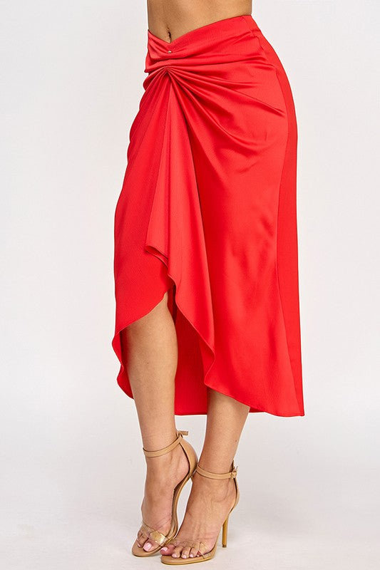 FRONT RUCHED SKIRT WITH TRIM