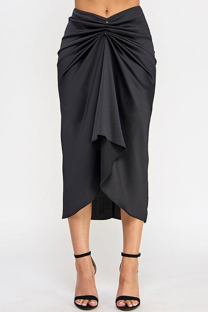 FRONT RUCHED SKIRT WITH TRIM