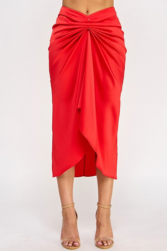 FRONT RUCHED SKIRT WITH TRIM