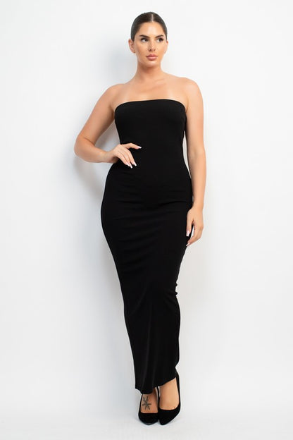 TUBE BODYCON SLIT MAXI DRESS