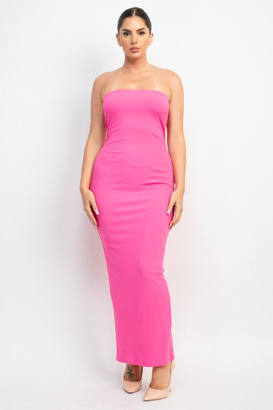 TUBE BODYCON SLIT MAXI DRESS