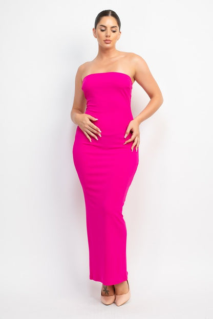 TUBE BODYCON SLIT MAXI DRESS