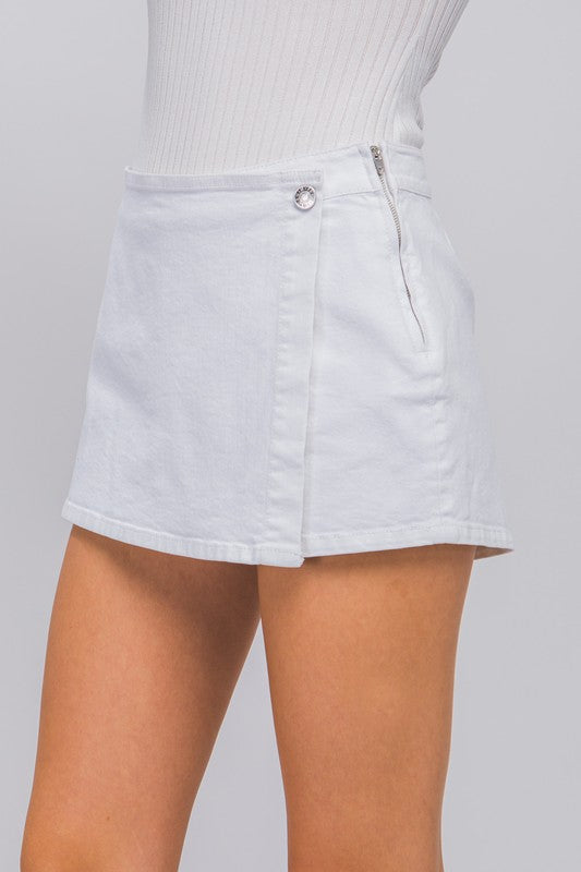 DENIM SNAP-ON BUTTON SKIRT