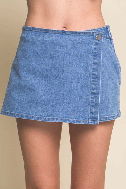 DENIM SNAP-ON BUTTON SKIRT