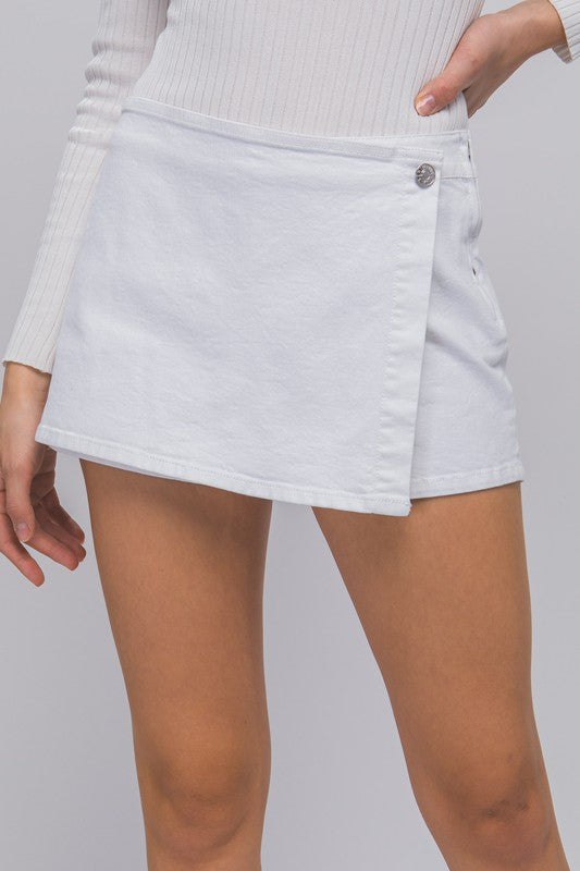 DENIM SNAP-ON BUTTON SKIRT