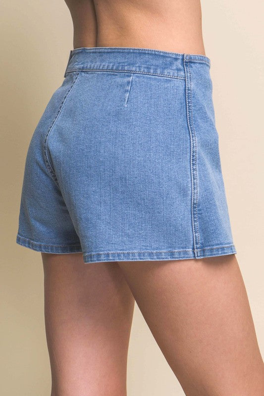 DENIM SNAP-ON BUTTON SKIRT