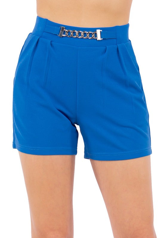 CREPE BUCKLE HIGH RISE SHORTS