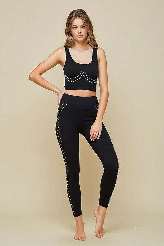 RHINESTONE TANK TOP & LEGGINGS SET