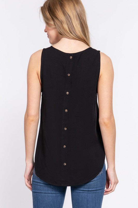 BACK BUTTON DOWN WOVEN TANK