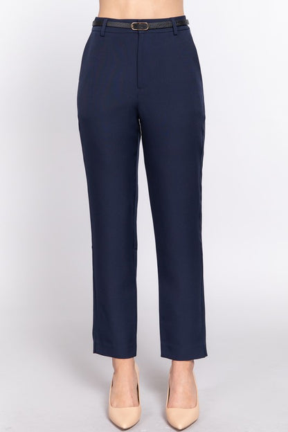 CLASSIC BELTED WOVEN PANTS