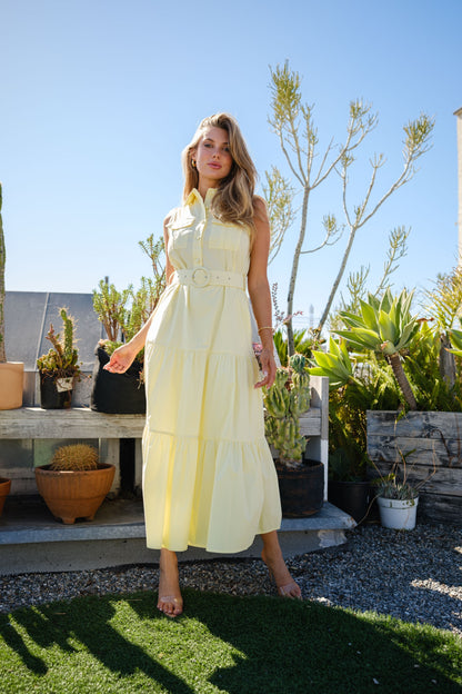 Tiered Midi Dress With Matching Belt