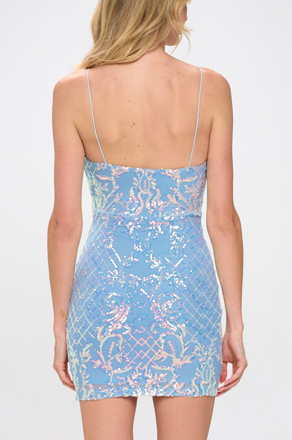 Sequin V-neckline Bodycon Mini Dress