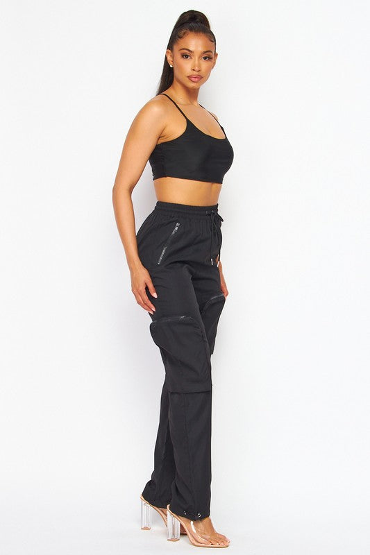 No Mistakes Nylon Two Piece Top and Cargo Pant Set